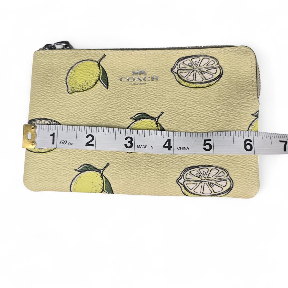 Coach Lemon Print Crossgrain Leather Small Wristlet Yellow ☆ - Picture 5 of 6